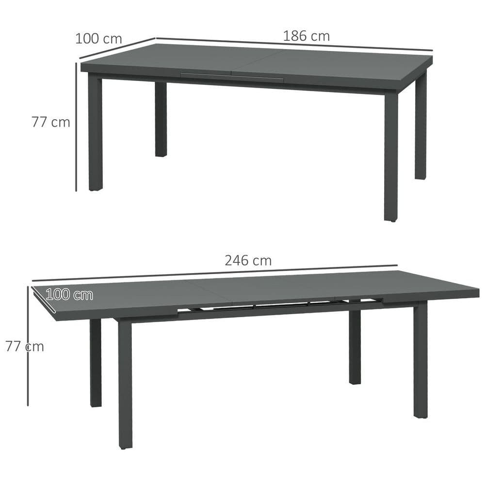 image-Outsunny Extending Garden Table Outdoor for 6-8 People, Aluminium Frame