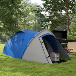 image-Outsunny Compact Camping Tent with Vestibule & Mesh Vents for Hiking Blue
