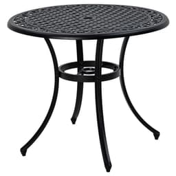 image-Outsunny Garden Table with Parasol Hole for 2-4, Cast Aluminium Frame - Black