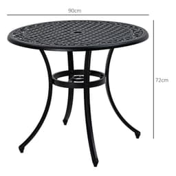 image-Outsunny Garden Table with Parasol Hole for 2-4, Cast Aluminium Frame - Black