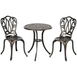 image-Outsunny 3 Piece Patio Bistro Set Outdoor Table Set with Umbrella Hole Bronze