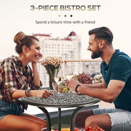 image-Outsunny 3 Piece Patio Bistro Set Outdoor Table Set with Umbrella Hole Bronze