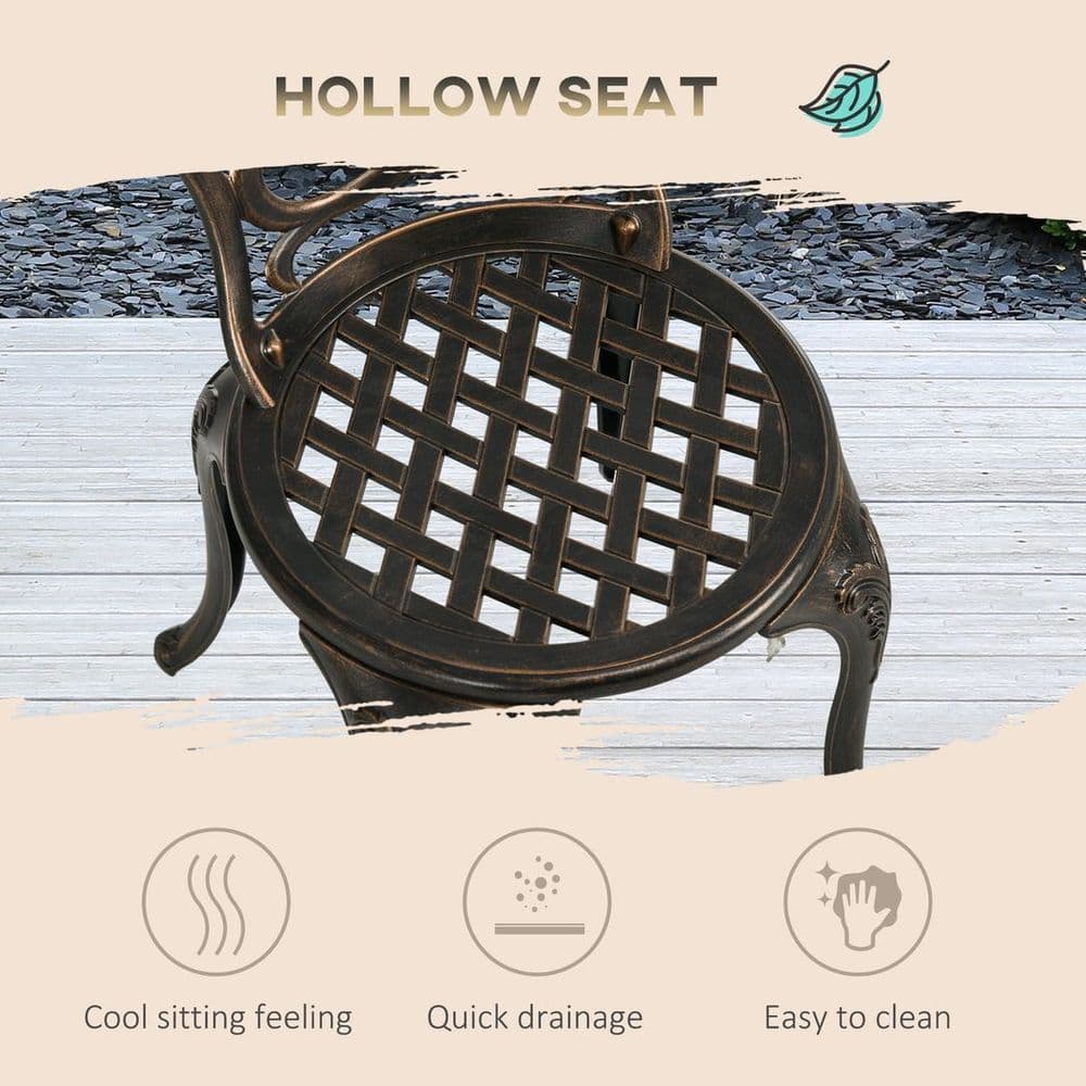 image-Outsunny 3 Piece Patio Bistro Set Outdoor Table Set with Umbrella Hole Bronze