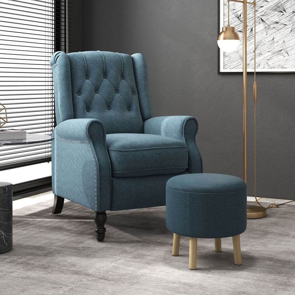 image-HOMCOM Storage Ottoman, Round Stool Chair with Cushioned Top, Hidden Space