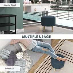 image-HOMCOM Storage Ottoman, Round Stool Chair with Cushioned Top, Hidden Space