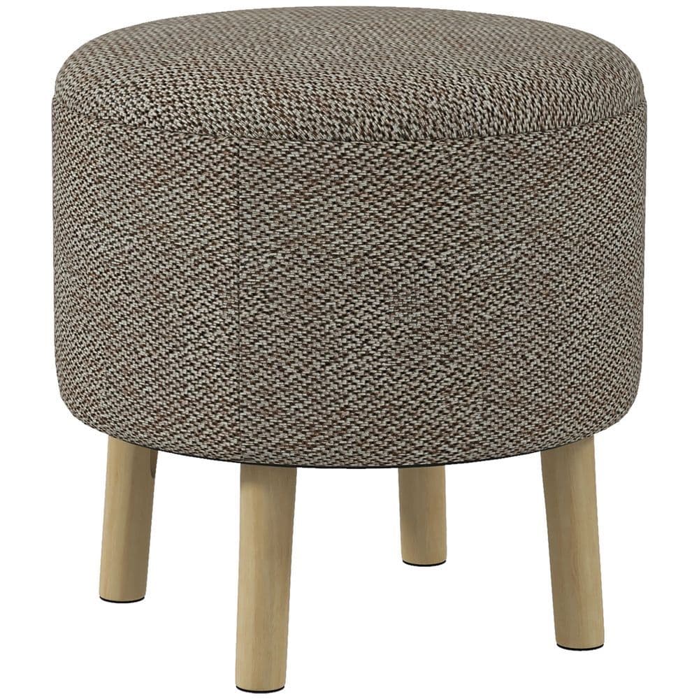 image-HOMCOM Storage Ottoman, Round Stool Chair with Cushioned Top, Hidden Space