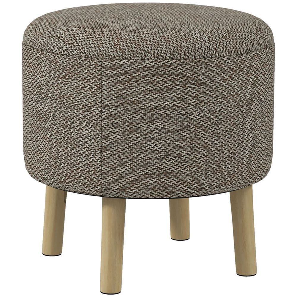 image-HOMCOM Storage Ottoman, Round Stool Chair with Cushioned Top, Hidden Space