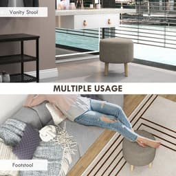 image-HOMCOM Storage Ottoman, Round Stool Chair with Cushioned Top, Hidden Space
