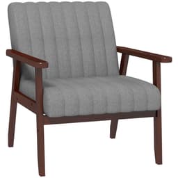image-HOMCOM Modern Accent Chair Upholstered Armchair for Bedroom Living Room Grey