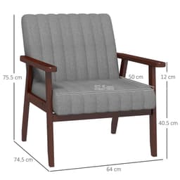 image-HOMCOM Modern Accent Chair Upholstered Armchair for Bedroom Living Room Grey