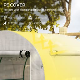 image-Outsunny Walk in Polytunnel Greenhouse with Roll-up Window and Door, White