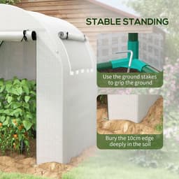 image-Outsunny Walk in Polytunnel Greenhouse with Roll-up Window and Door, White