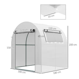 image-Outsunny Walk in Polytunnel Greenhouse with Roll-up Window and Door, White