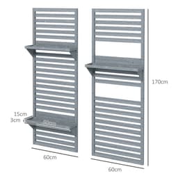 image-Outsunny Wall Mounted Plant Stands Set of 2 with Shelves and Slatted Trellis