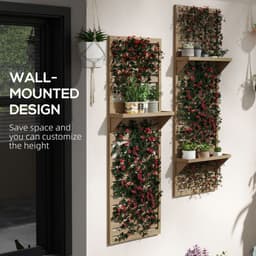 image-Outsunny Wall Mounted Plant Stands Set of 2 with Shelves and Slatted Trellis
