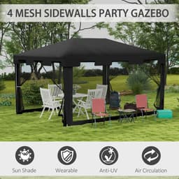 image-Outsunny 4 x 3m Party Tent Waterproof Garden Gazebo Canopy Wedding Cover Shade
