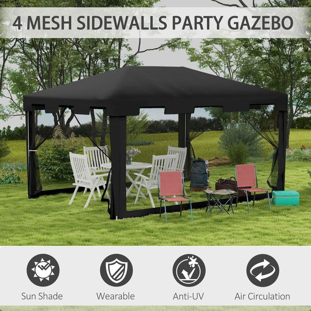image-Outsunny 4 x 3m Party Tent Waterproof Garden Gazebo Canopy Wedding Cover Shade