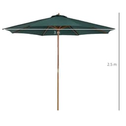 image-Outsunny Wooden Garden Parasol with Rope Pulley Mechanism and 8 Ribs Dark Green