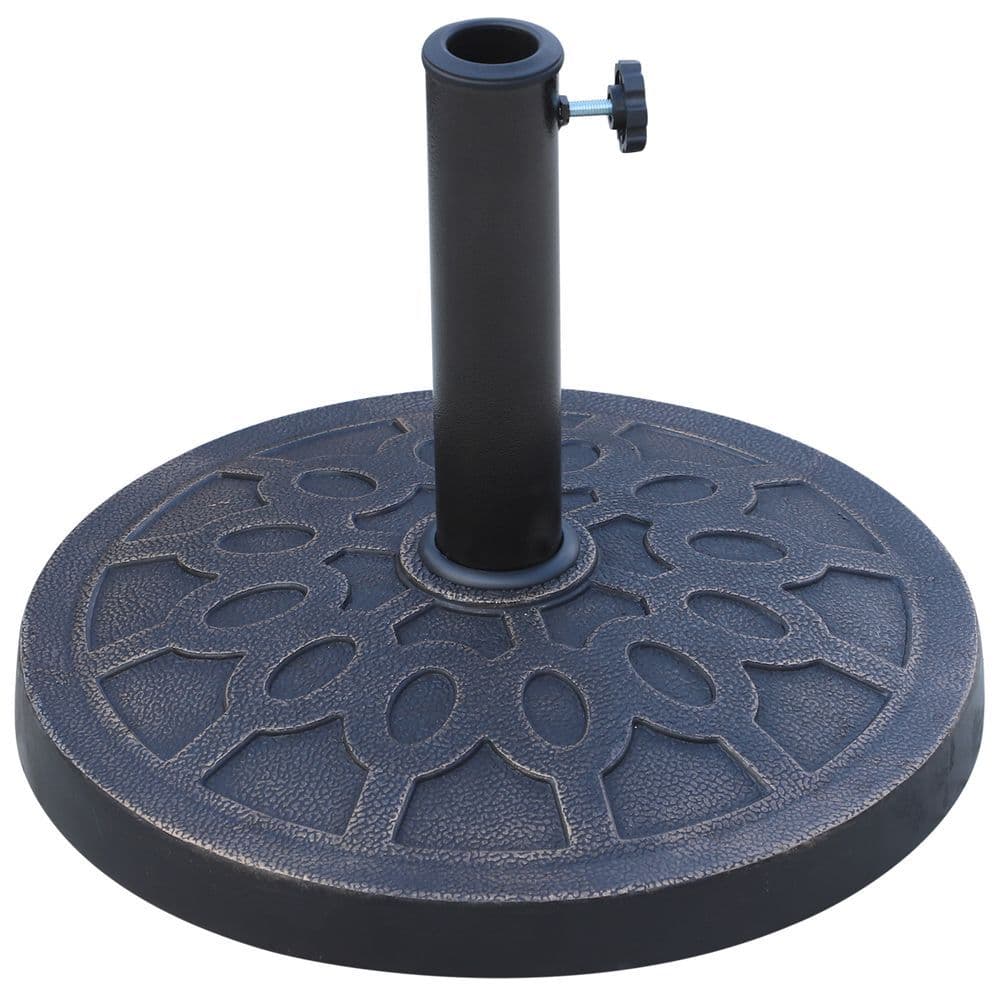 image-Outsunny 13kg Garden Parasol Base Round Resin Umbrella Stand Holder Bronze Tone