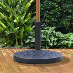 image-Outsunny 13kg Garden Parasol Base Round Resin Umbrella Stand Holder Bronze Tone
