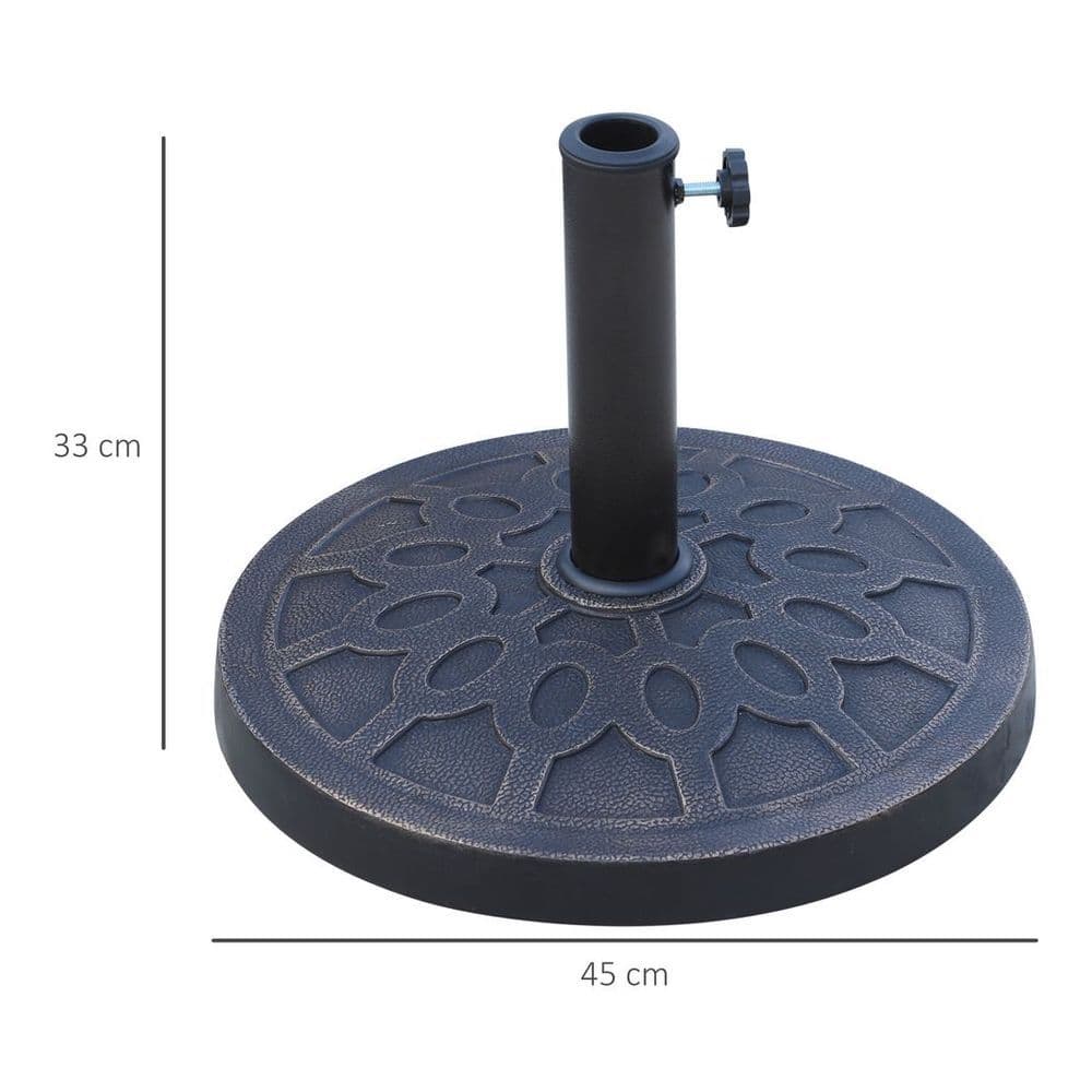 image-Outsunny 13kg Garden Parasol Base Round Resin Umbrella Stand Holder Bronze Tone