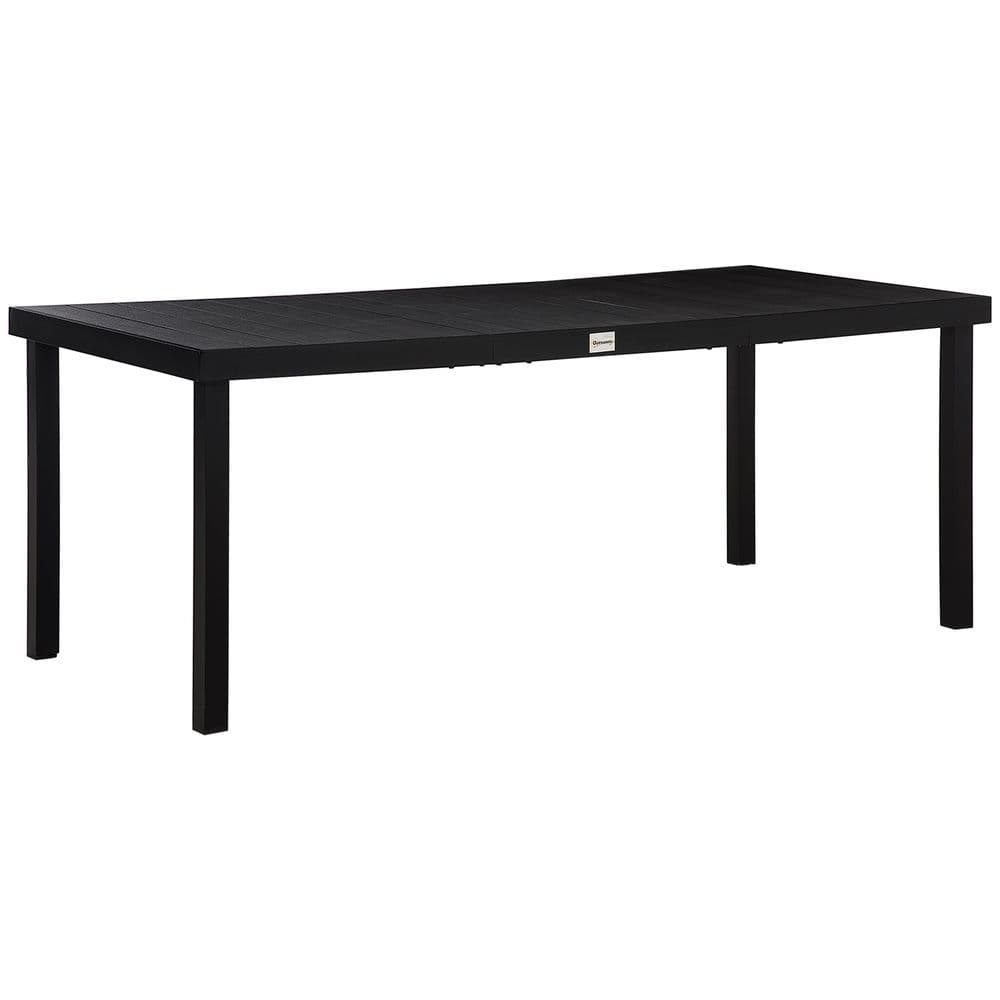 image-Outsunny Garden Dining Table for 8, Aluminium Frame for Patio, Lawn, Black