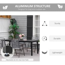 image-Outsunny Garden Dining Table for 8, Aluminium Frame for Patio, Lawn, Black