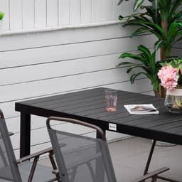 image-Outsunny Garden Dining Table for 8, Aluminium Frame for Patio, Lawn, Black