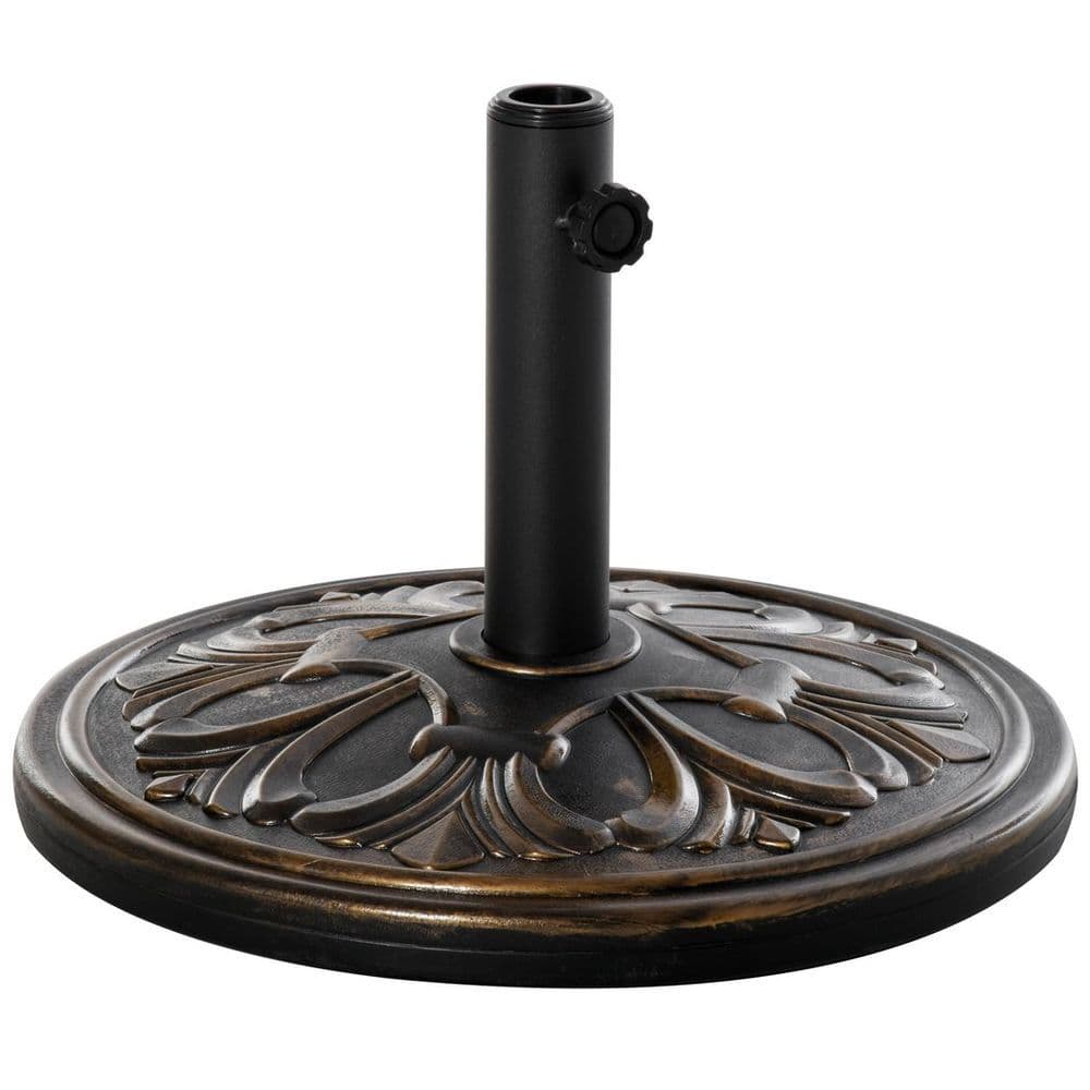 image-Outsunny 13KG Round Parasol Base Heavy Duty Cement Stand Umbrella Holder Bronze