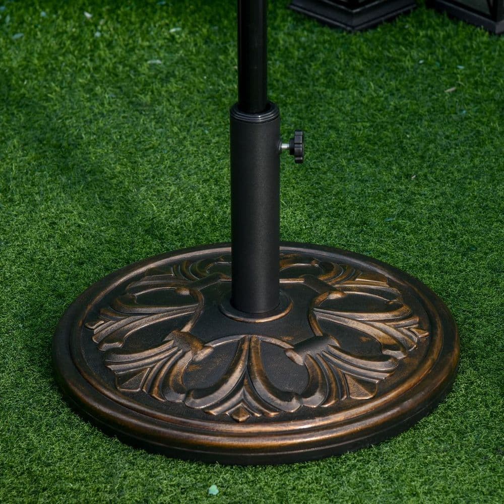 image-Outsunny 13KG Round Parasol Base Heavy Duty Cement Stand Umbrella Holder Bronze