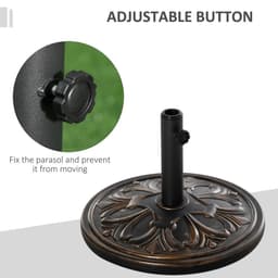 image-Outsunny 13KG Round Parasol Base Heavy Duty Cement Stand Umbrella Holder Bronze