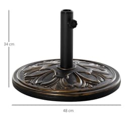 image-Outsunny 13KG Round Parasol Base Heavy Duty Cement Stand Umbrella Holder Bronze