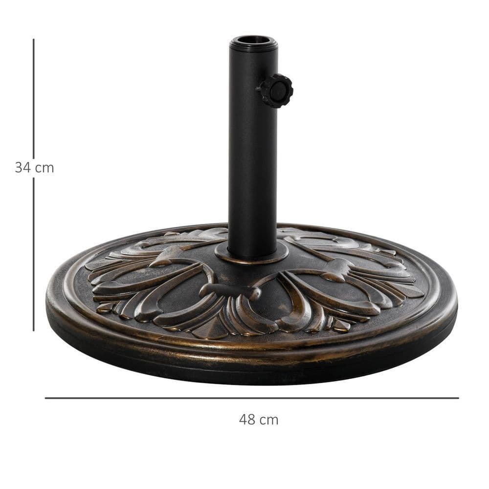image-Outsunny 13KG Round Parasol Base Heavy Duty Cement Stand Umbrella Holder Bronze