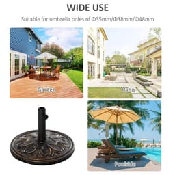 image-Outsunny 13KG Round Parasol Base Heavy Duty Cement Stand Umbrella Holder Bronze