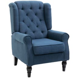 image-HOMCOM Accent Armchair Home Furniture Retro Tufted Club Wood Fabric Blue