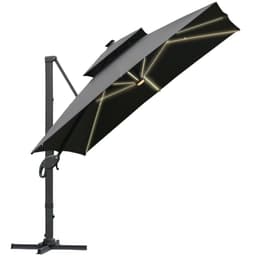 image-Outsunny 3 x 3(m) Cantilever Umbrella Power Bank Solar Cold Light Dark Grey