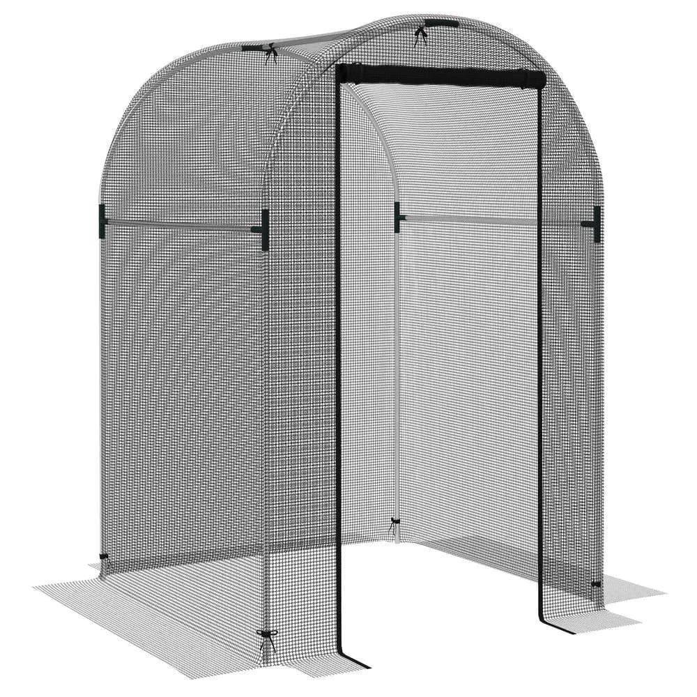 image-Outsunny Fruit Cage, Plant Protection Tent, 1.2 x 1.2 x 1.9m, Black