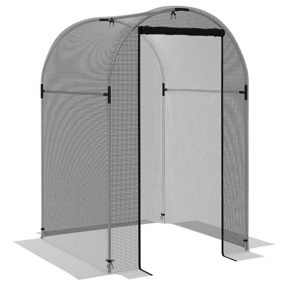 image-Outsunny Fruit Cage, Plant Protection Tent, 1.2 x 1.2 x 1.9m, Black
