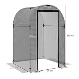 image-Outsunny Fruit Cage, Plant Protection Tent, 1.2 x 1.2 x 1.9m, Black