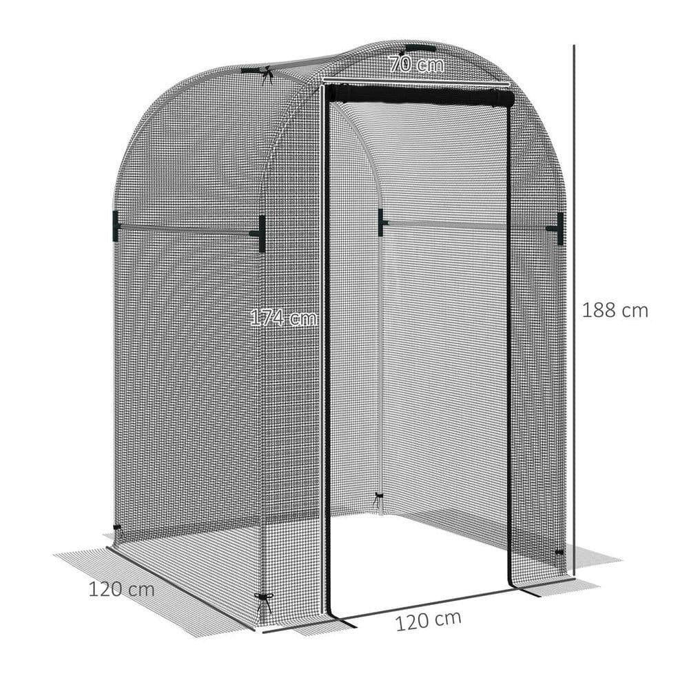 image-Outsunny Fruit Cage, Plant Protection Tent, 1.2 x 1.2 x 1.9m, Black