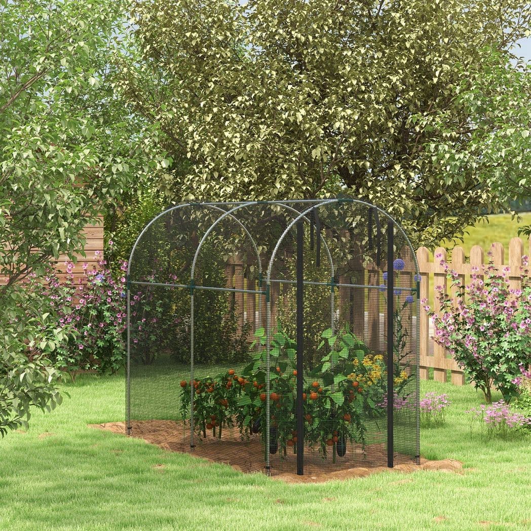 image-Outsunny Fruit Cage, Plant Protection Tent, 1.2 x 2.4 x 1.9m, Black