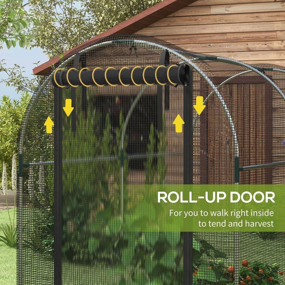 image-Outsunny Fruit Cage, Plant Protection Tent, 1.2 x 2.4 x 1.9m, Black