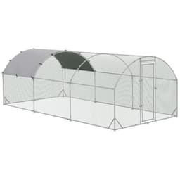 image-PawHut Walk-In Chicken Run Galvanised Chicken Coop with Cover 2.8 x 1.9 x 2m