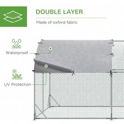image-PawHut Walk-In Chicken Run Galvanised Chicken Coop with Cover 2.8 x 1.9 x 2m
