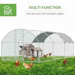 image-PawHut Walk-In Chicken Run Galvanised Chicken Coop with Cover 2.8 x 1.9 x 2m