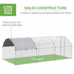 image-PawHut Walk-In Chicken Run Galvanised Chicken Coop with Cover 2.8 x 1.9 x 2m