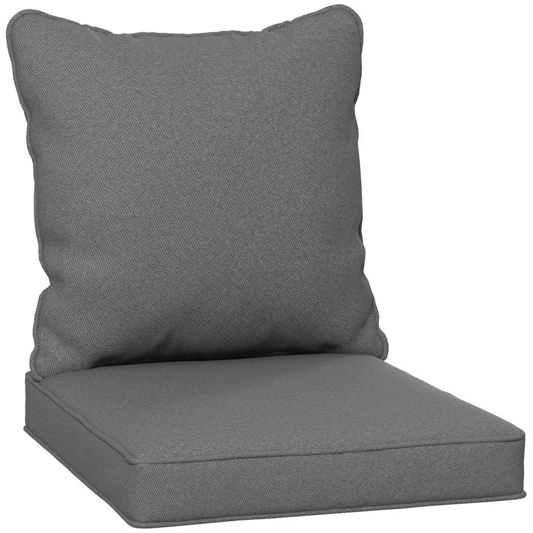 image-Outsunny One-piece Outdoor Back and Seat Cushion for Garden, Charcoal Grey