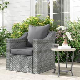 image-Outsunny One-piece Outdoor Back and Seat Cushion for Garden, Charcoal Grey