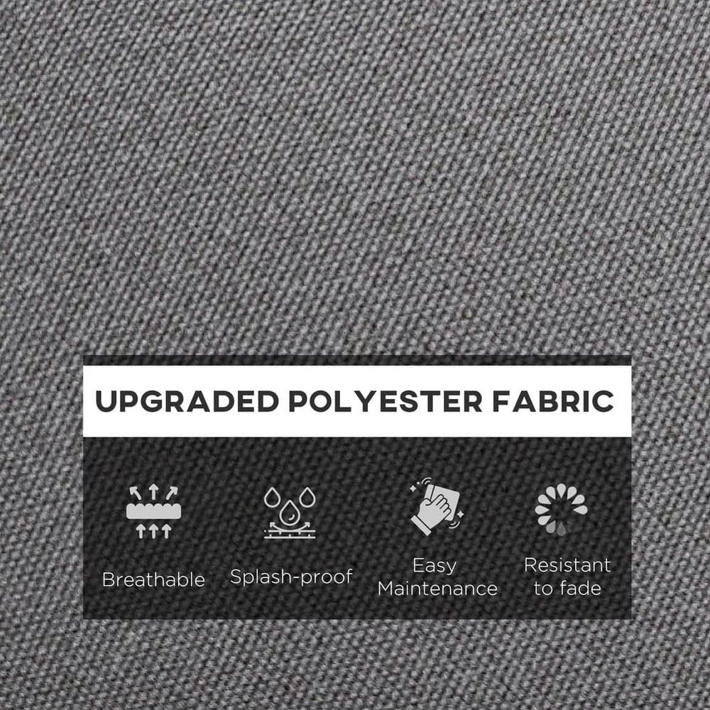 image-Outsunny One-piece Outdoor Back and Seat Cushion for Garden, Charcoal Grey