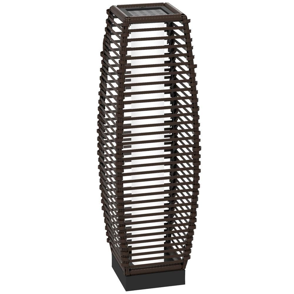 image-Outsunny Rattan Solar Floor Lamp with Auto On/Off LED Light for Porch Yard Brown